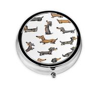 Pastillero, divertido Dachshund redondo pastillero organizador de medicinas pastillero de viaje organizador de pastillas de viaje