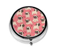Pastillero divertido dibujo animado Pug cachorro perro personalizado viaje pastillero redondo pastillero decorativo Metal medicina vitamina caja organizadora