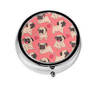 Pastillero divertido dibujo animado Pug cachorro perro personalizado viaje pastillero redondo pastillero decorativo Metal medicina vitamina caja organizadora