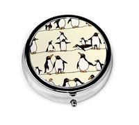 Pastillero Divertido Pingüino Familia Pastillero Para Monedero Lindo Pequeño Organizador De Pastillas Redondo De Viaje