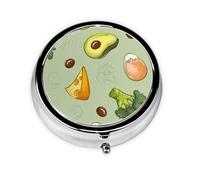 Pastillero Doodle con brócoli, queso y aguacate, con 3 compartimentos, organizador portátil