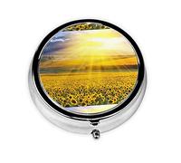 Pastillero dorado girasol personalizado viaje pastillero redondo pastillero decorativo Metal medicina vitamina organizador caja