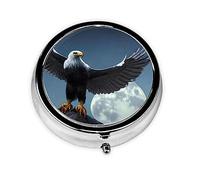 Pastillero Eagle Under The Starsround, organizador redondo de 3 compartimentos y pastillero de viaje portátil para viajes.