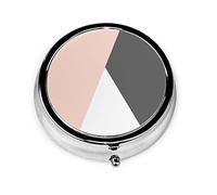 Pastillero Elegante Blush Pink & Grey Triángulos geométricos Pastillero para monedero Lindo pequeño organizador de pastillas redondo de viaje