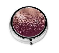 Pastillero elegante burdeos rosa dorado lunares degradado pastillero para monedero lindo pequeño organizador de pastillas redondo de viaje
