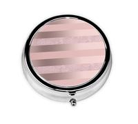 Pastillero,Elegante Oro Rosa Brillo Rubor Raya Rosa Estuche Redondo para Pastillas Organizador de Medicinas Caja de Pastillas de Viaje Organizador de Pastillas de Viaje