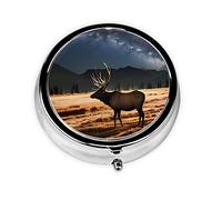 Pastillero Elk in The Meadowround, organizador redondo de 3 compartimentos, pastillero de viaje portátil para viajes.