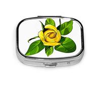Pastillero encantador increíble amarillo rosa flores pastillero para bolsillo o monedero lindo pequeño pastillero contenedor viaje pastillero organizador