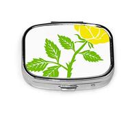 Pastillero encantador increíble amarillo rosa flores pastillero para bolsillo o monedero lindo pequeño pastillero contenedor viaje pastillero organizador