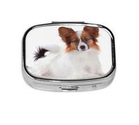 Pastillero esponjoso con 2 compartimentos, organizador portátil para perros Papillon