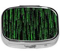 Pastillero, estampado de matriz verde, pastillero cuadrado para bolsillo o monedero, pastillero pequeño, organizador de pastillas de viaje