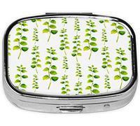 Pastillero, estampado floral verde, pastillero cuadrado para bolsillo o monedero, pastillero pequeño, organizador de pastillas de viaje