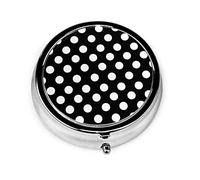 Pastillero Estuche de pastillas clásico con lunares en blanco y negro para monedero Organizador de pastillas redondo de viaje pequeño y bonito