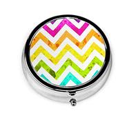 Pastillero Estuche de pastillas colorido en zig-zag para monedero Organizador de pastillas redondo de viaje pequeño lindo