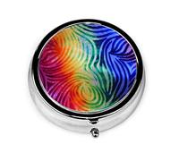 Pastillero Estuche de pastillas de teñido anudado colorido para monedero Organizador de pastillas redondo de viaje pequeño y lindo