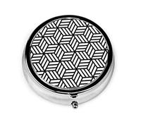 Pastillero Estuche de pastillas geométrico abstracto para monedero Organizador de pastillas redondo de viaje pequeño y lindo