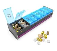 Pastillero extragrande XXL para 7 días, organizador semanal de pastillas con compartimentos grandes AM PM para suplementos, pastillero jumbo para vitaminas, organizador de medicamentos enorme 2 veces