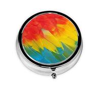 Pastillero fantástico pluma de loro personalizado viaje pastillero redondo pastillero decorativo Metal medicina vitamina caja organizadora