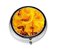 Pastillero Fire And Flames Pastillero para monedero Lindo pequeño viaje Organizador de pastillas de forma redonda
