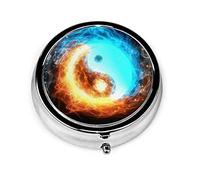 Pastillero Fire And Ice Yin-Yang Pastillero Para Monedero Lindo Organizador De Pastillas Redondo De Viaje Pequeño