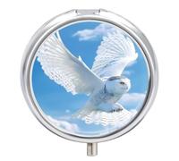 Pastillero Flight of The Snowy Owl con 3 compartimentos, pequeño y portátil, organizador de pastillas para bolso de bolsillo