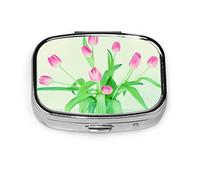 Pastillero flor tulipán primavera florero Pastel jarrón pastillero para bolsillo o monedero lindo pequeño pastillero contenedor viaje pastillero organizador