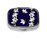 Pastillero flores romántico Retro blanco narciso pastillero para bolsillo o monedero lindo pequeño pastillero contenedor viaje pastillero organizador