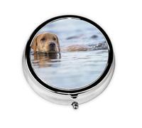 Pastillero flotante Golden Retriever para perros, LabradorMeta, con 3 compartimentos, organizador portátil