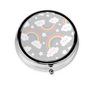 Pastillero, Fondo De Nube Arco Iris Gris Cielo Estuche Redondo Para Pastillas Organizador De Medicina Caja De Pastillas De Viaje Organizador De Pastillas De Viaje