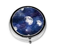 Pastillero Galaxy Moon Pastillero para monedero Lindo pequeño viaje Organizador de pastillas de forma redonda