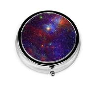 Pastillero Galaxy Nebula Pastillero para monedero Lindo organizador de pastillas de forma redonda de viaje pequeño