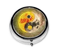 Pastillero Galaxy Reiki Yin Yang Pill Case para monedero Lindo pequeño organizador de pastillas redondo de viaje