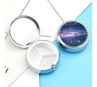 Pastillero Galaxy Space Universe con 3 compartimentos, organizador de pastillas de metal, organizador de medicamentos de viaje, pastillero portátil para guardar pastillas y vitaminas