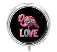 Pastillero Gay Prideful Rainbow Flamingo Love con 3 compartimentos, pequeño y portátil, organizador de píldoras para bolsillo