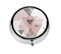 Pastillero, Geométrico Abstracto En Rubor Rosa Y Gris Estuche Redondo Para Pastillas Organizador De Medicina Caja De Pastillas De Viaje Organizador De Pastillas De Viaje