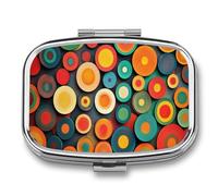 Pastillero geométrico circular con 2 compartimentos, portátil, organizador de pastillas de viaje para bolso de bolsillo
