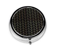 Pastillero geométrico en espiga de imitación de papel de oro negro Pastillero negro para monedero Pequeño organizador de pastillas redondo de viaje pequeño