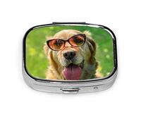 Pastillero Golden Retriever para perros, gafas de sol, pastillero para bolsillo o monedero, bonito pastillero pequeño, organizador de pastillas de viaje