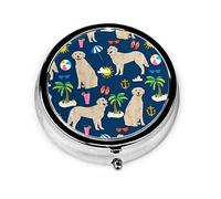 Pastillero Golden Retriever Pastillero Para Monedero Lindo Organizador De Pastillas Redondo De Viaje Pequeño
