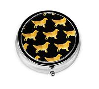 Pastillero Golden Retriever Pastillero para monedero Lindo pequeño viaje Organizador de pastillas de forma redonda