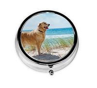 Pastillero Golden Retriever personalizado viaje pastillero redondo pastillero decorativo Metal medicina vitamina caja organizadora