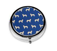 Pastillero Golden Retriever Royal Blue Pastillero para monedero Lindo pequeño viaje Organizador de pastillas de forma redonda