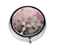 Pastillero GoldMeta de 3 compartimentos, estilo nórdico, con diseño geométrico rosa, organizador portátil