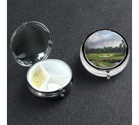 Pastillero grande para campo de golf, 3 compartimentos, redondo, de metal, para bolso y bolsillo, organizador de medicamentos portátil, pastillero de viaje, soporte diario para guardar vitaminas