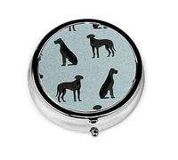 Pastillero Great Dane Black Pet Collection Estuche de pastillas coordinado para monedero Organizador de pastillas redondo de viaje pequeño y bonito