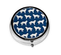 Pastillero Great Pyrenees Dog Pastillero para monedero Lindo pequeño viaje Organizador de pastillas de forma redonda