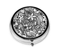 Pastillero Hawaiian Polynesian Trbal Tatoo Print Pastillero para monedero Lindo pequeño organizador de pastillas redondo de viaje
