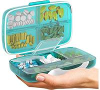 Pastillero hermético a prueba de humedad, a prueba de agua, dispensador de píldoras grande para viajes en casa suplemento titular portátil de vitaminas tamaño jumbo 8 compartimentos, hermético, recipiente de vitamina diario