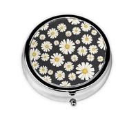 Pastillero, Hermosas Margaritas Blancas, Pastillero Redondo, Organizador De Medicina, Pastillero De Viaje, Organizador De Pastillas De Viaje