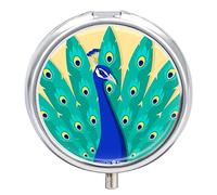 Pastillero hermoso pavo real lindo pastillero diario organizador 2 compartimentos